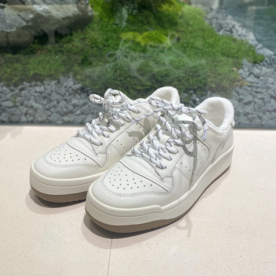 KAKA NUOYA 卡卡诺亚  1945  简约运动休闲圆头系带加绒小白鞋