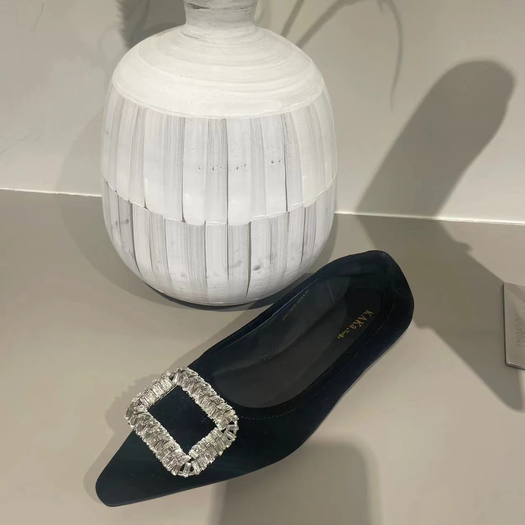 KAKA NUOYA  1515  丝绒平底方钻单鞋