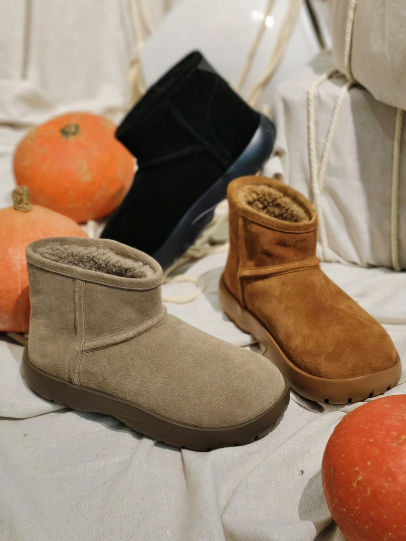 KAKA NUOYA  1955  时尚休闲牛猄/羊卷毛雪地靴