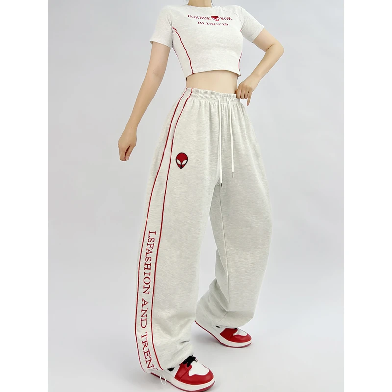 ROKBBK-K/布韩黑色街舞裤女hiphop爵士舞裤子露脐运动套装女显瘦