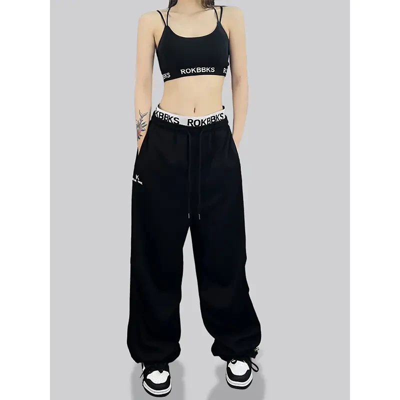 ROKBBK-K/布韩街舞潮牌爵士舞hiphop嘻哈宽松长裤女套装jazz服饰