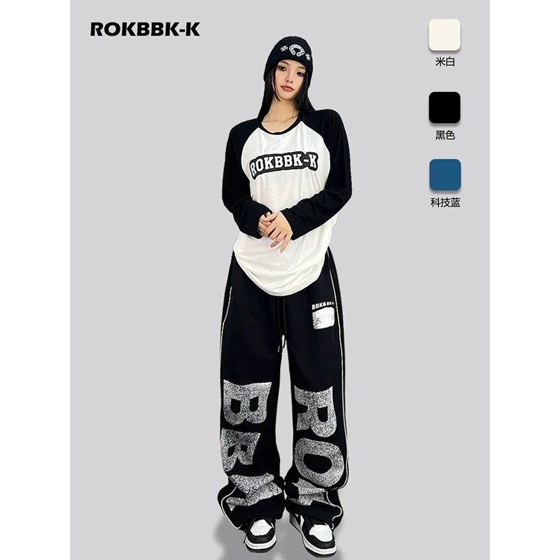 ROKBBK-K/布韩街舞潮牌美式宽松爵士舞套装女嘻哈休闲jazz运动裤