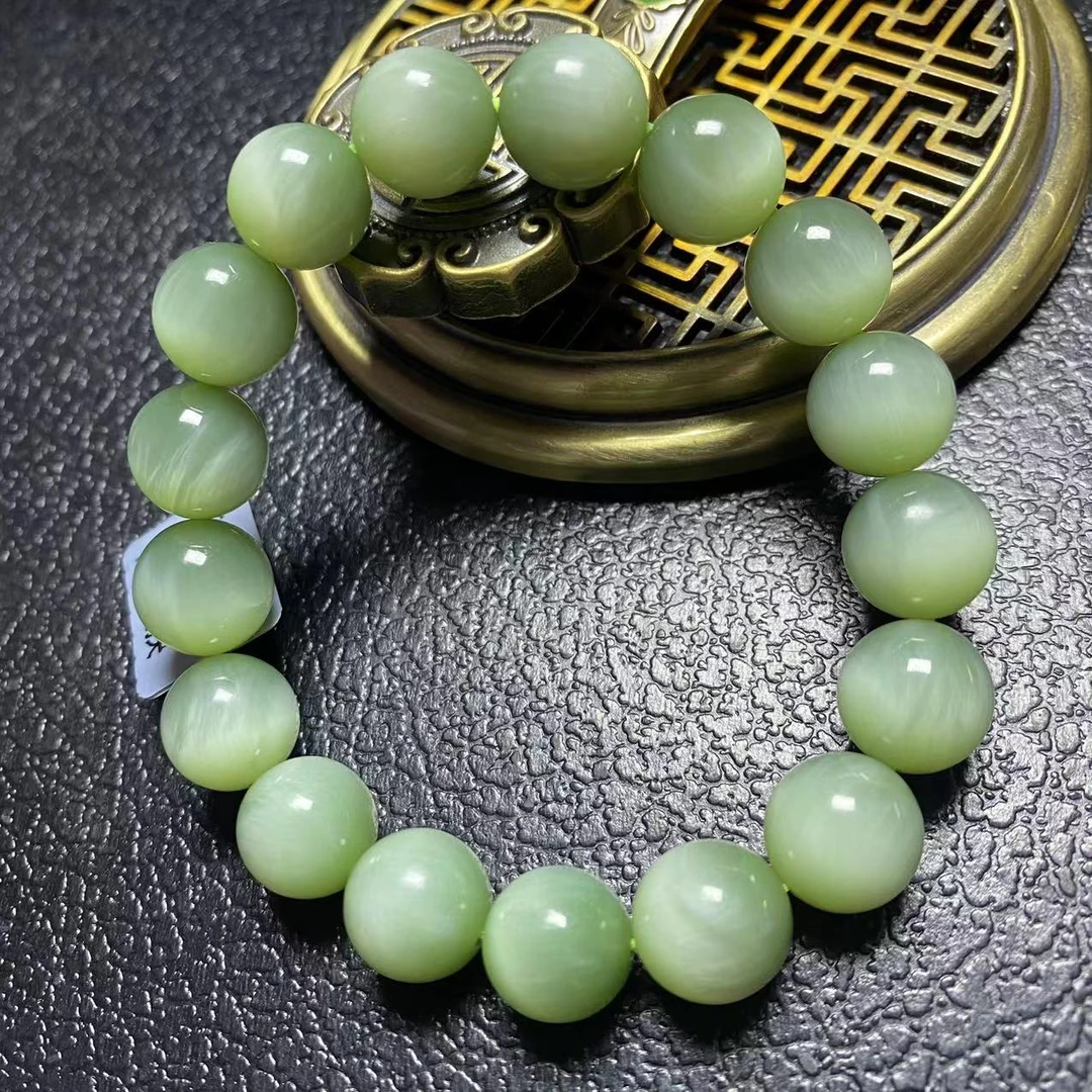 【迈越珠宝3303】天然和田玉碧玉粉青手串时尚单圈玉手串单圈