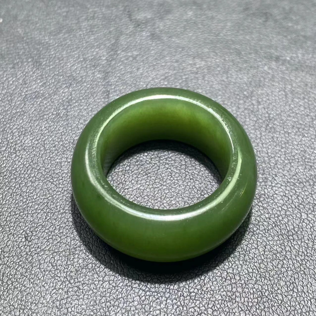 【迈越珠宝2082】晶大佬和田玉碧玉冰底满绿色 扳指指环 21mm加