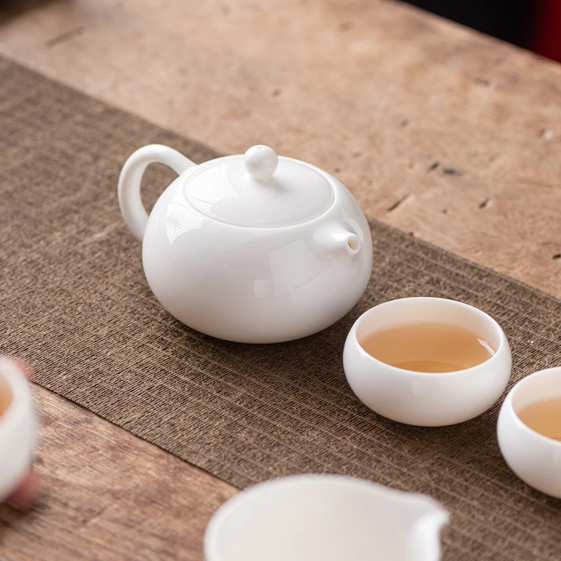德化陶瓷羊脂玉瓷茶壶容量手工单壶带过滤功夫茶具主人泡茶西施壶