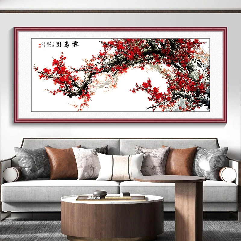 【报春图】挂画新中式国画客厅装饰画横幅沙发背景墙中堂牡丹壁画