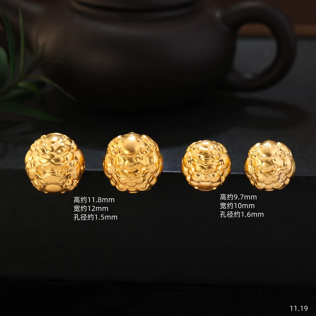 【金豆工厂】18K金精工加大加厚貔貅隔珠圆珠转运珠手串（厚5D金）D
