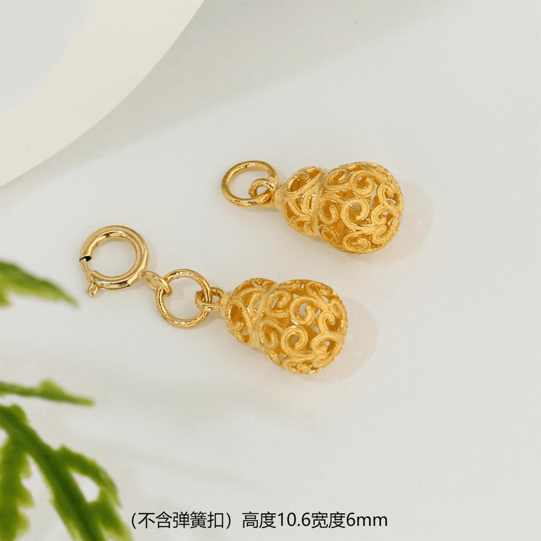 【金豆】18K金花丝葫芦提溜挂坠DIY手串项链配件