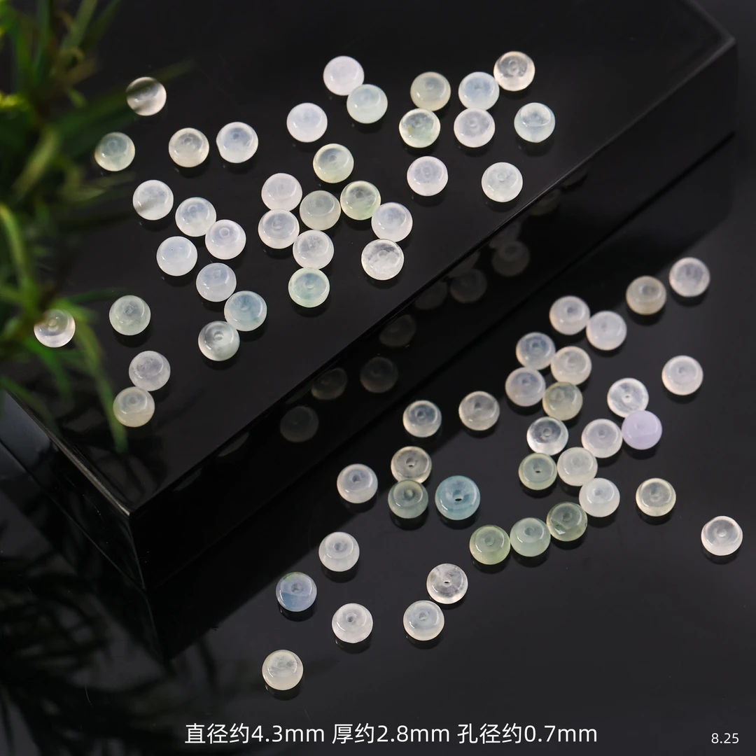 【金豆】5颗||天然A货冰种白冰翡翠算盘珠散珠隔珠约4.3mm多样性发C