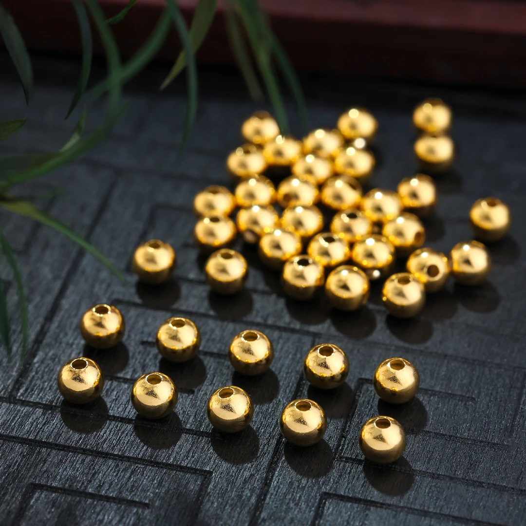 【团价】10颗 ||4mm小光珠18K金精工金珠隔珠A