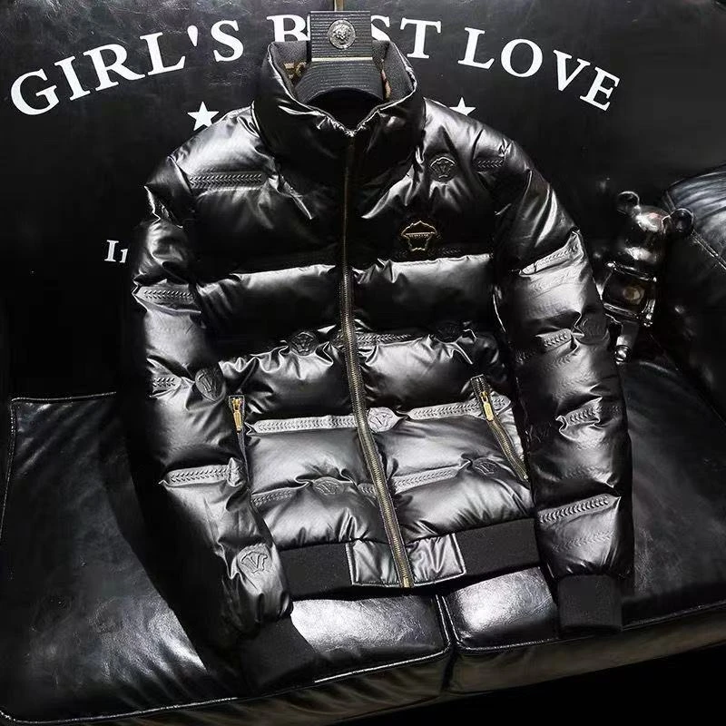 潮牌立领亮面棉服男冬季欧洲站男装棉服保暖休闲短款夹克外套