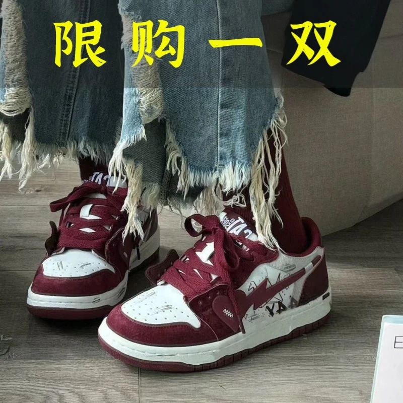 秋冬季回力休闲2023秋季爆款网红女鞋复古小众设计感鞋子百搭涂鸦