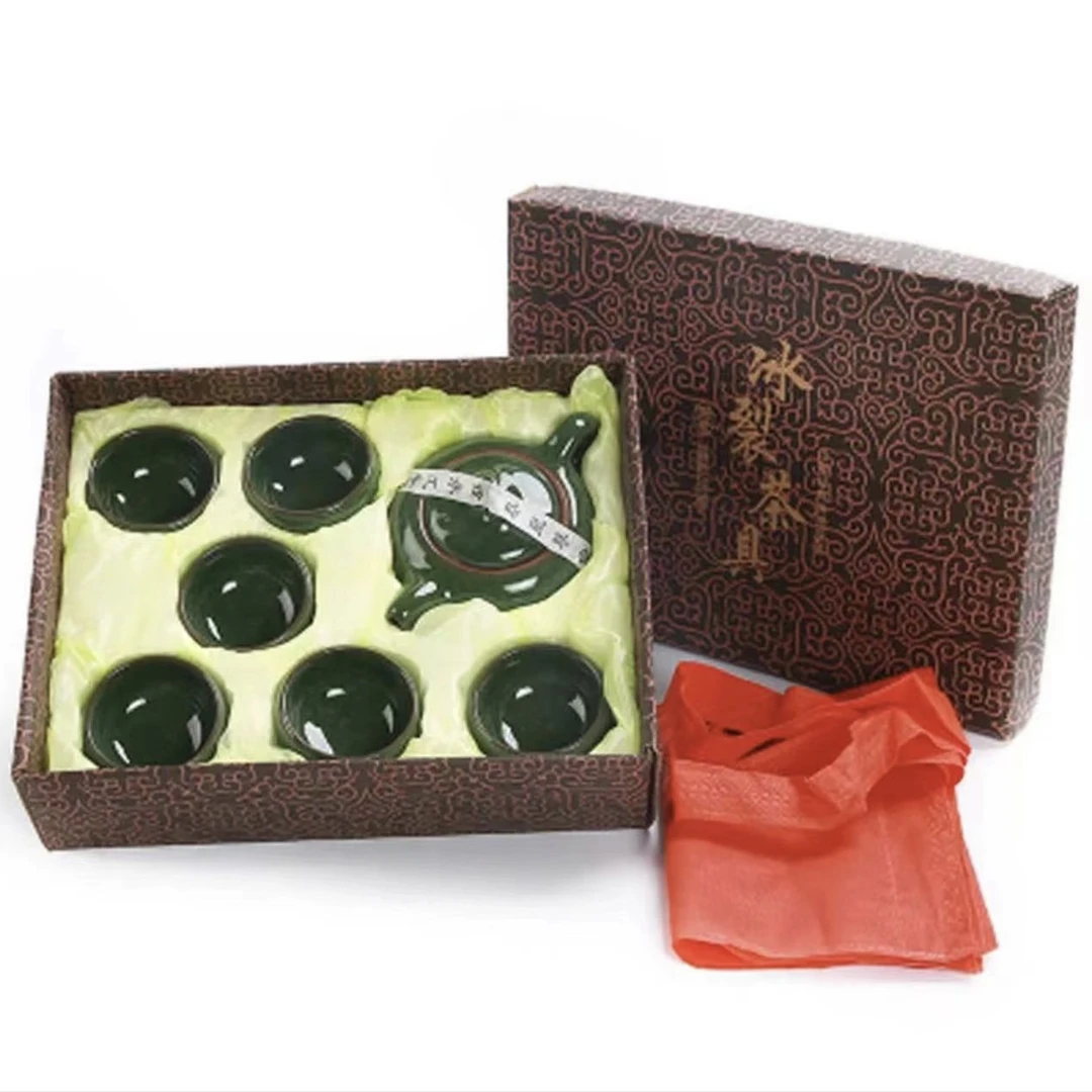 冰裂纹遇水化冰茶具家用陶瓷礼盒装创意中式伴手礼精致茶道