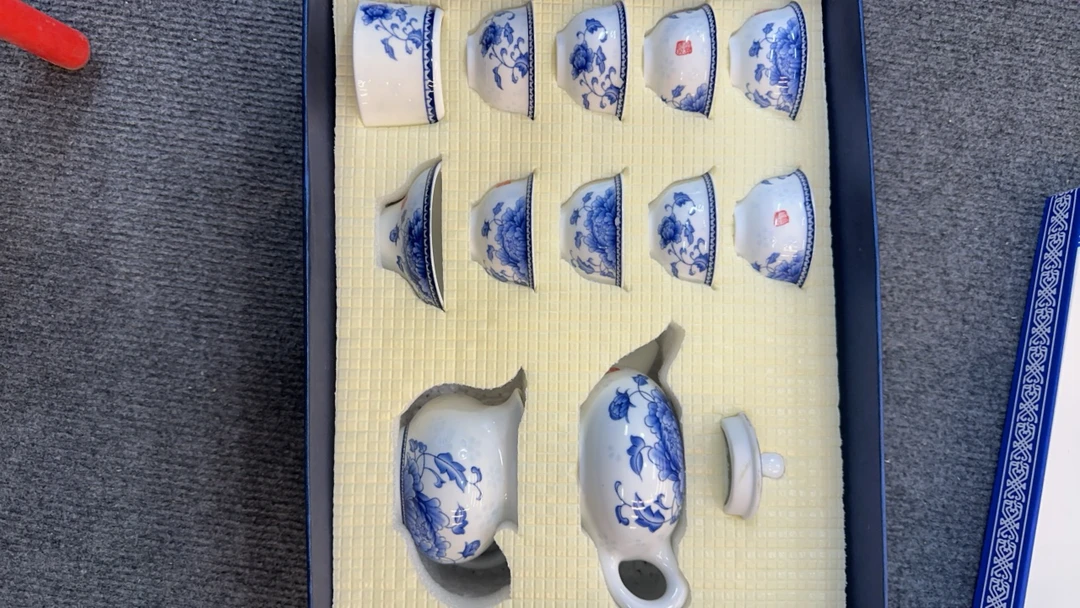 青花瓷茶具套装家用整套陶瓷功夫茶具德化白瓷泡茶器盖碗茶杯A41