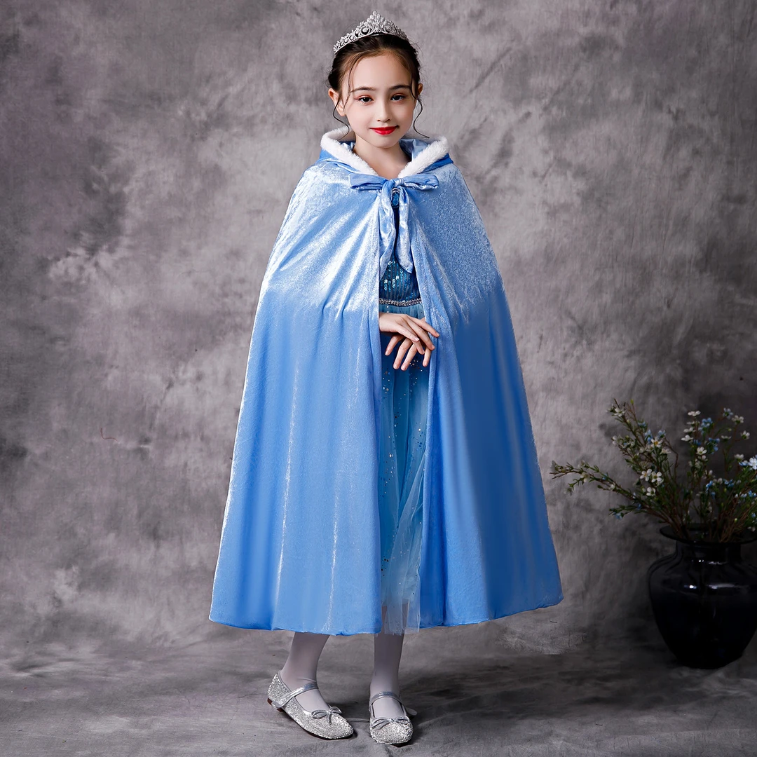 冰雪奇缘爱莎披风白雪公主宝宝披肩圣诞节女童礼服万圣节儿童斗篷