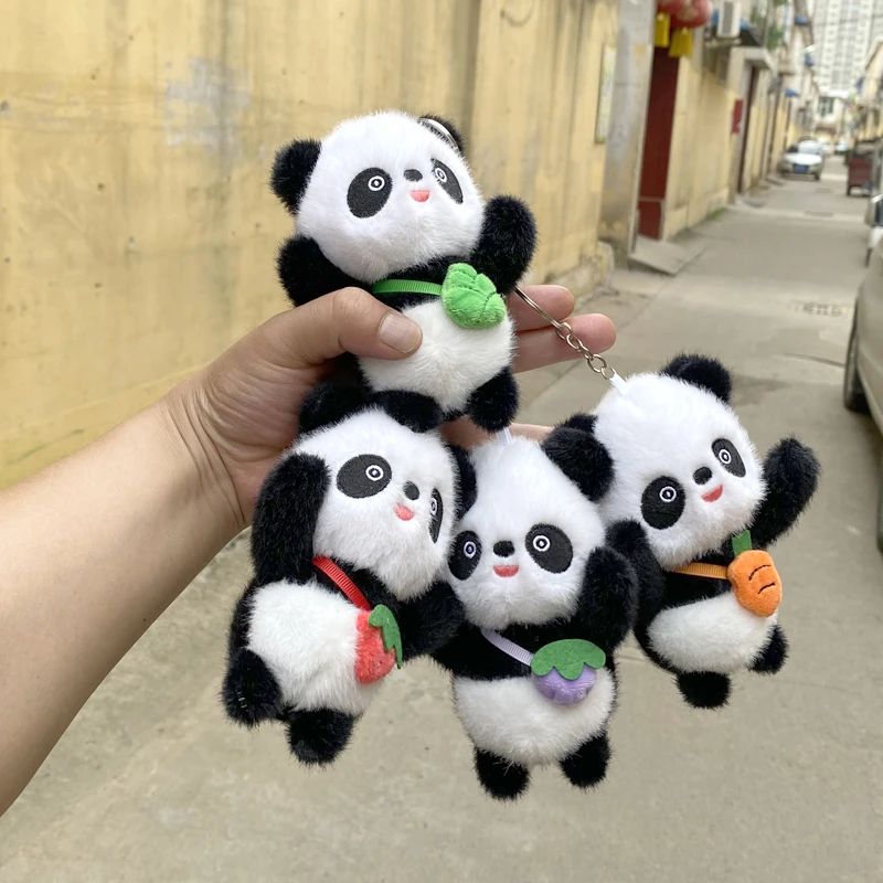 包邮果蔬熊猫公仔小挂件恶搞果蔬熊猫4寸毛绒玩具娃娃爪机娃娃