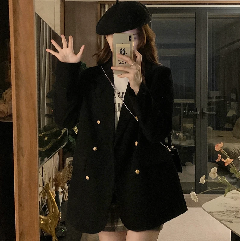 2024秋装新款胖mm大码大版型宽松西服加棉加厚美拉德秋冬西装外套