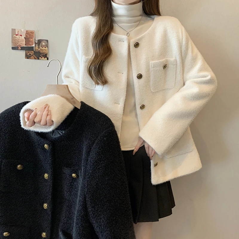 大码高级感保暖外套女2024新款秋冬季气质胖MM宽松遮肉显瘦上衣潮