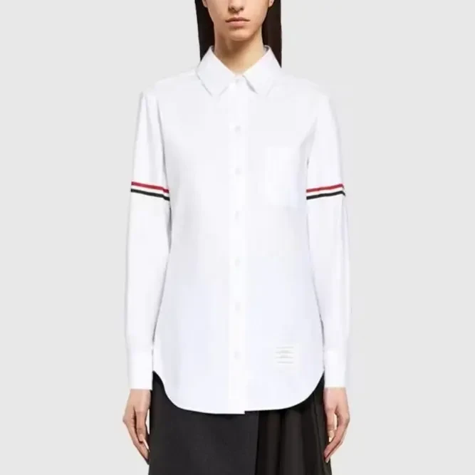 【汤姆服饰】双袖标衬衫‘时尚休闲男女长袖牛津纺修身商务衬衫
