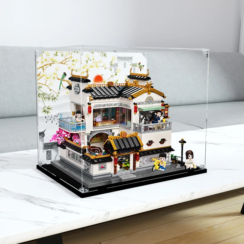 旻悦亚克力防尘盒适用KeeppleyK18002栖云小筑积木拼装收纳展示罩