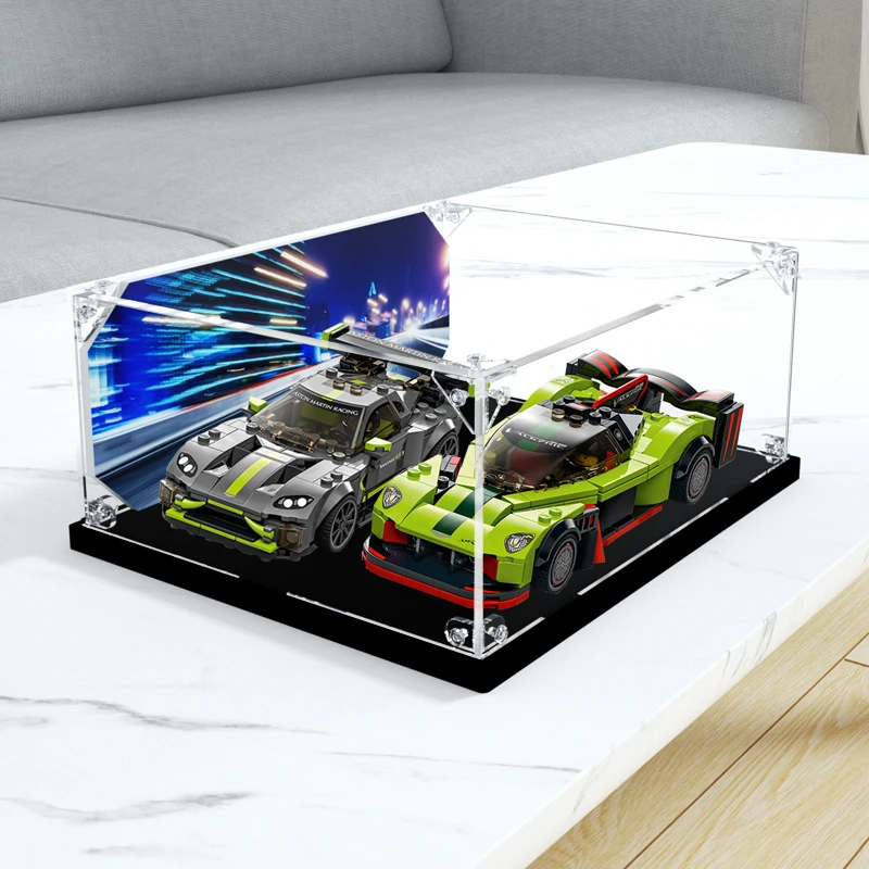 旻悦亚克力防尘盒适用乐高76910 阿斯顿·马丁双赛车积木展示盒罩