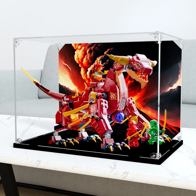 旻悦亚克力防尘盒适用乐高71793 热浪变形熔岩猛龙模型罩展示盒