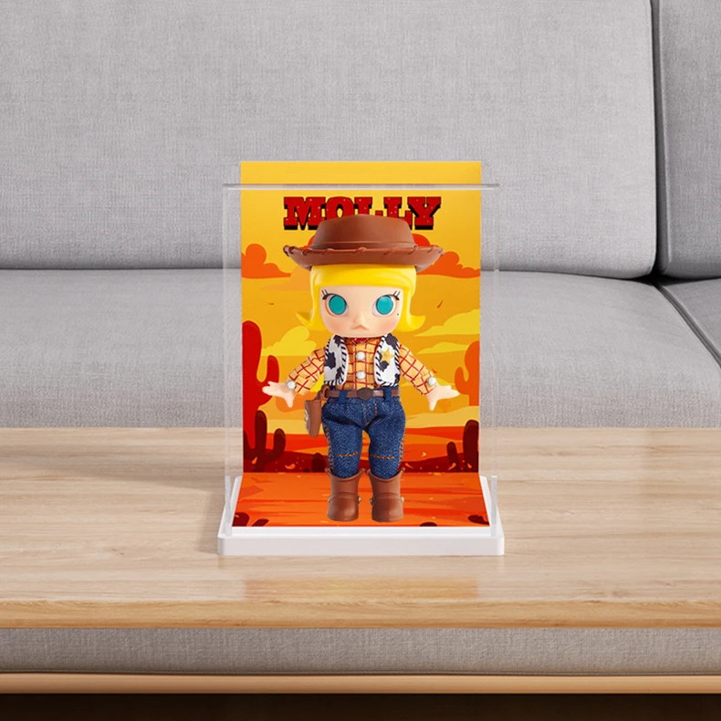 旻悦POPART泡玛特 MOLLY 胡迪可动人偶手办亚克力展示盒P612