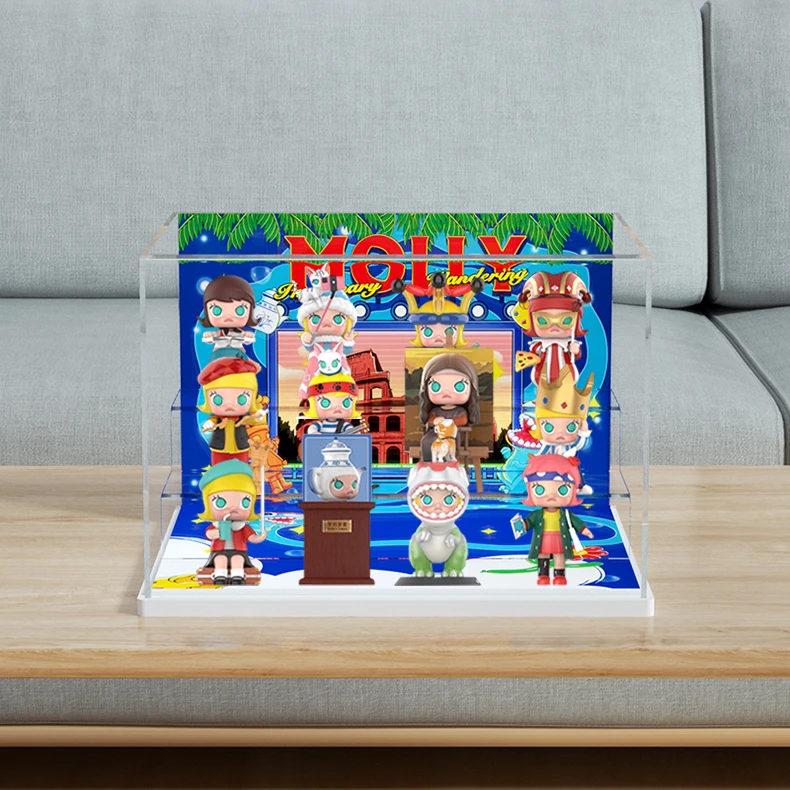 旻悦POPMAR泡泡玛MOLLY幻想流浪记系列盲盒罩亚克力展示盒P586