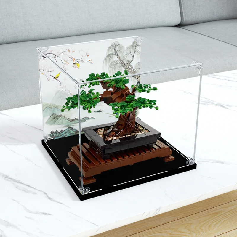 旻悦亚克力展示盒适用乐高10281 盆景盆栽树模型收纳盒一体防尘罩