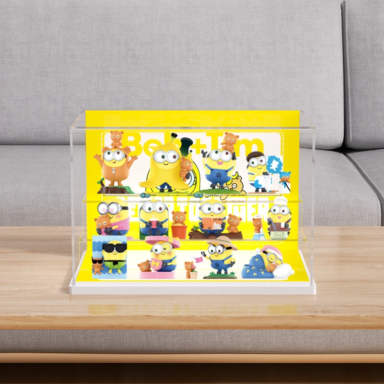 旻悦POPMRT泡泡玛小黄人形影不离手办收纳盲盒罩亚克力展示盒P540