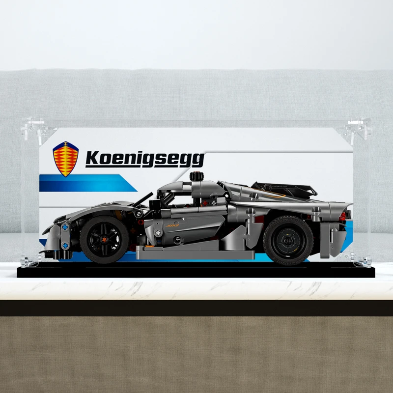 旻悦亚克力防尘盒适用乐高42173 柯尼塞格灰色超跑赛车机械展示盒