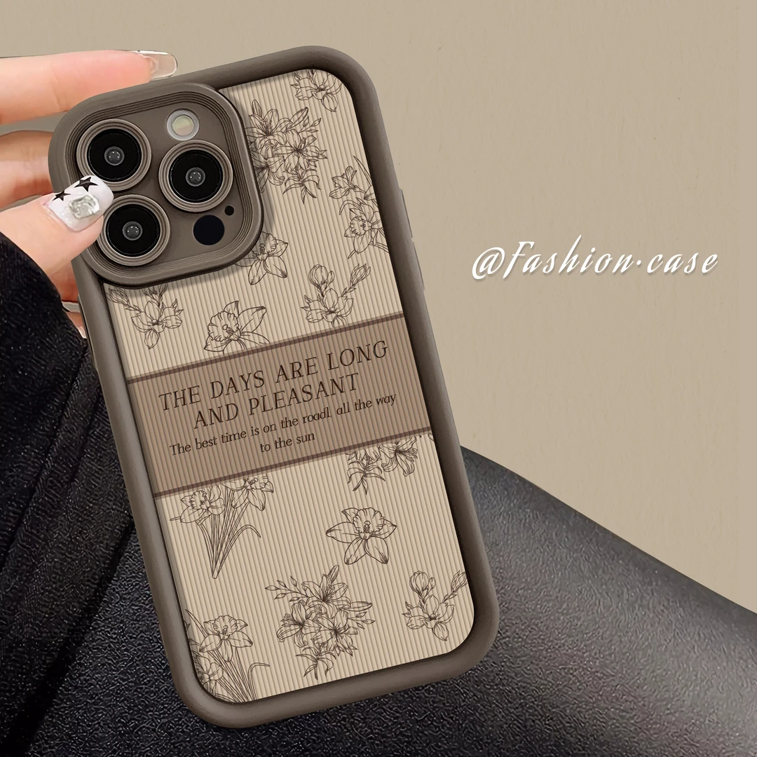 简约复古花适用苹果15promax硅胶14/13/12Pro手机壳iPhone11新款x