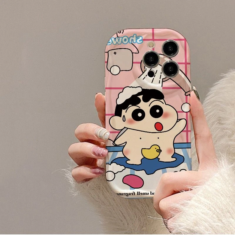可爱洗澡小新苹果14壳13/12卡通XS新款15promax软壳iPhone11趣味