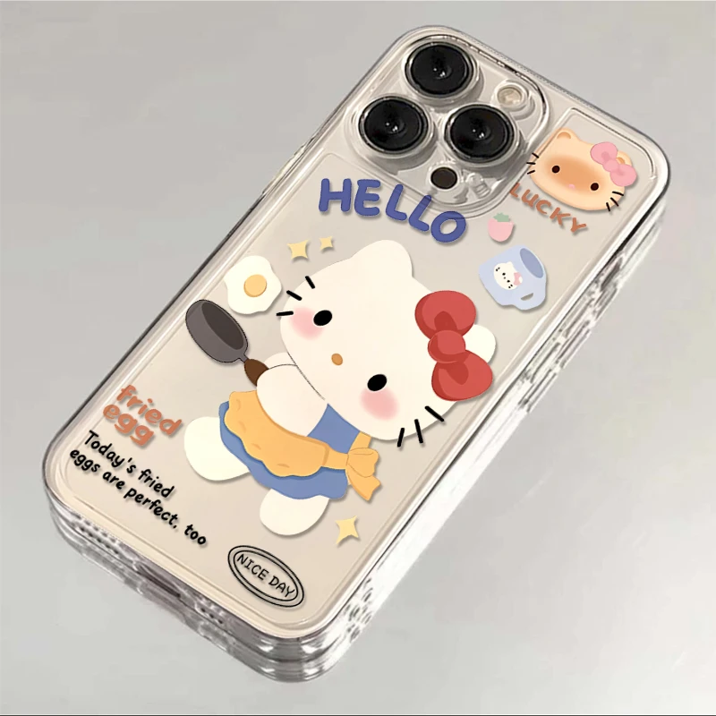 趣味可爱煎蛋KT猫适用iPhone15/14promax壳苹果13pm/12/11软xr/xs