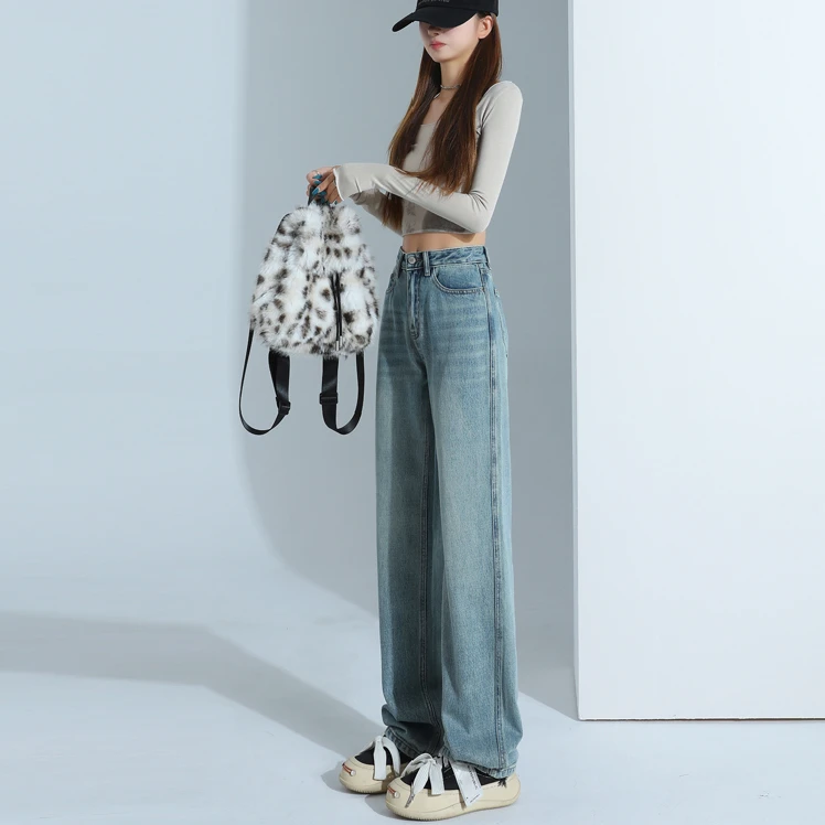 阔腿牛仔裤女春季2025新款宽松高腰垂感百搭拖地裤显瘦直筒长裤子