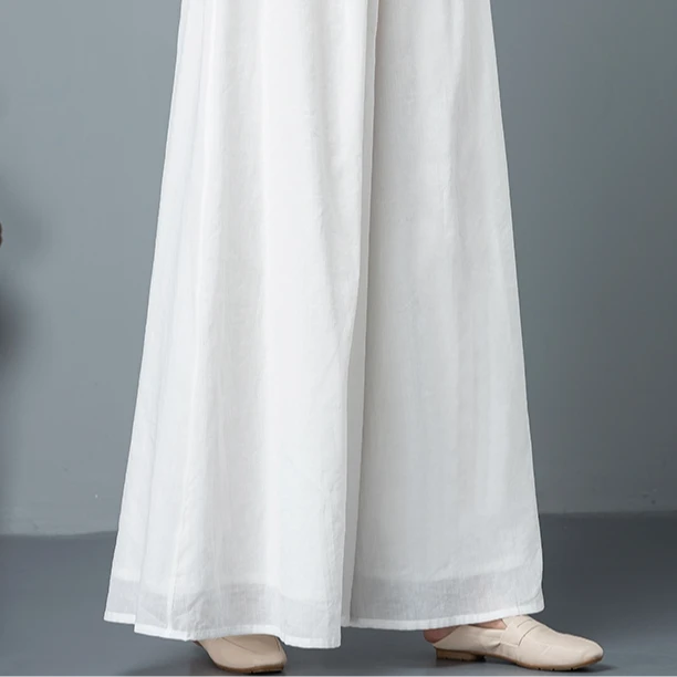 国风衬裤女夏季白色九分雪纺大摆阔腿裤女马面裙内衬裤子汉服旗袍