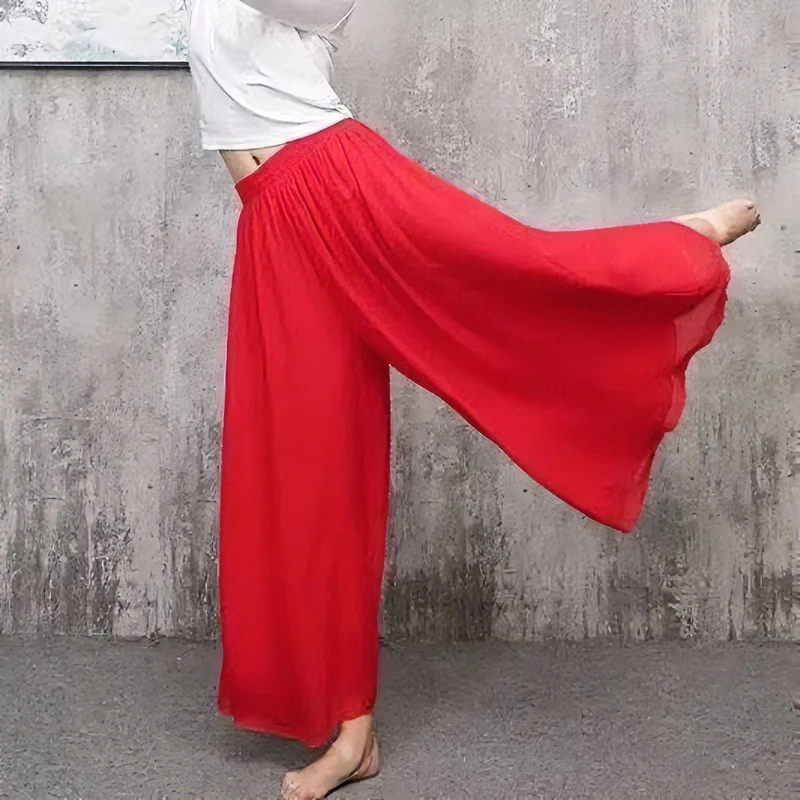 雪纺国风衬裤女大摆裤子汉服民族风阔腿裤女马面裙内衬夏季飘逸