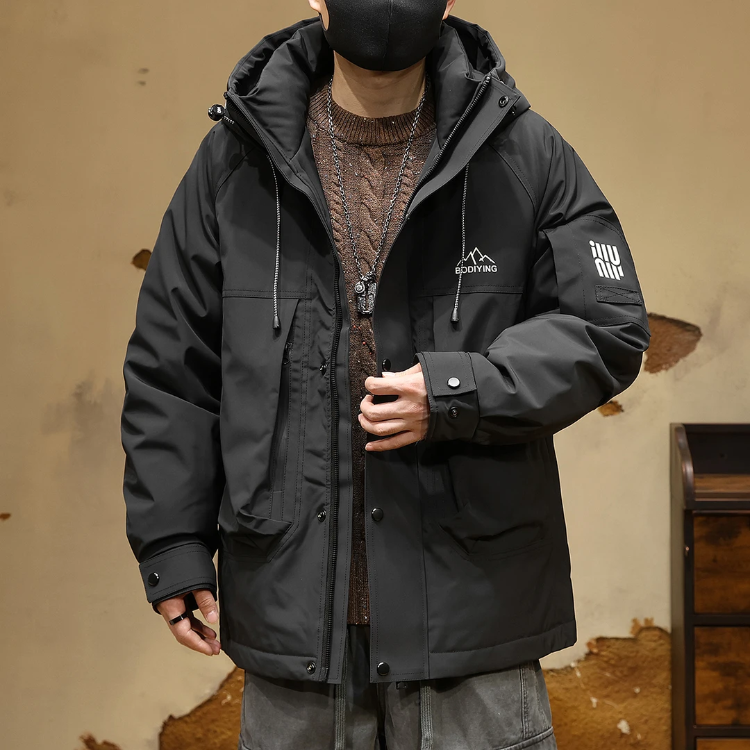 美式复古户外工装羽绒服男款冬季加厚保暖派克服男士90白鸭绒外套