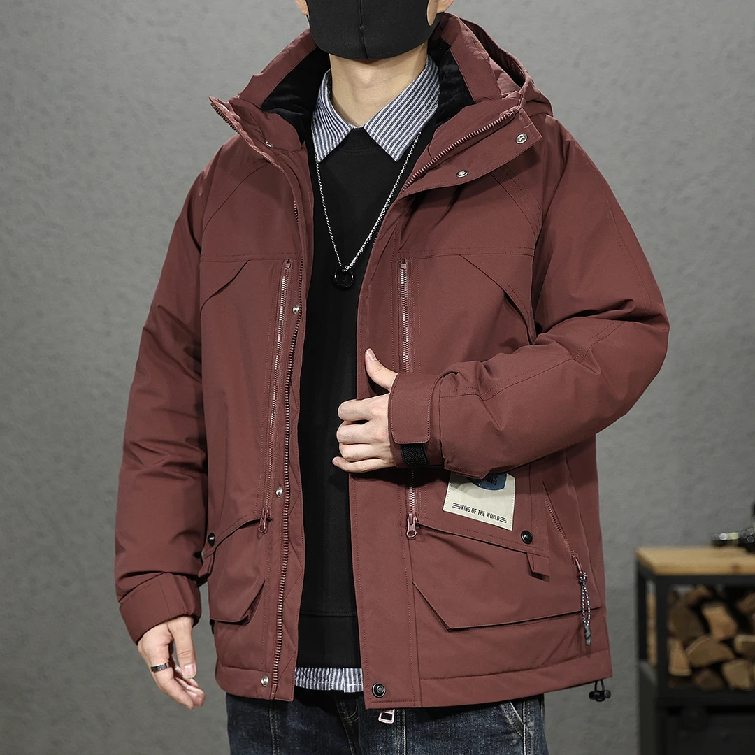 高端90鸭绒羽绒服男士连帽冬季新款加厚保暖户外冲锋上衣外套男装