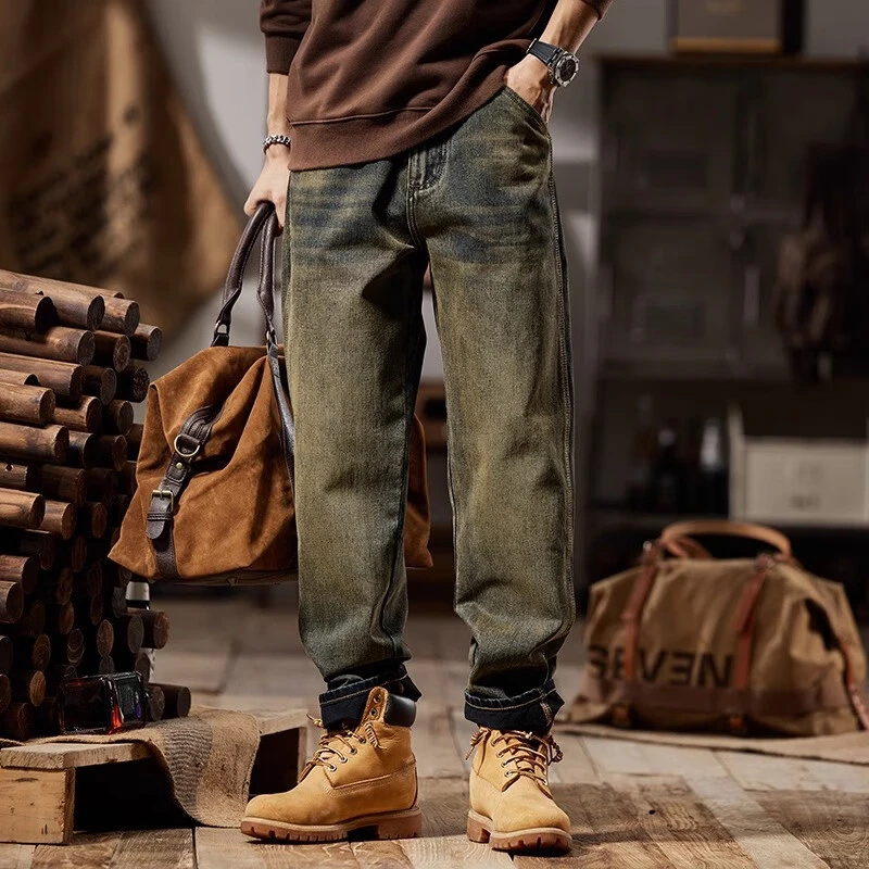 美式复古牛仔裤男宽松直筒春秋季休闲男裤潮流百搭高街长裤子男款