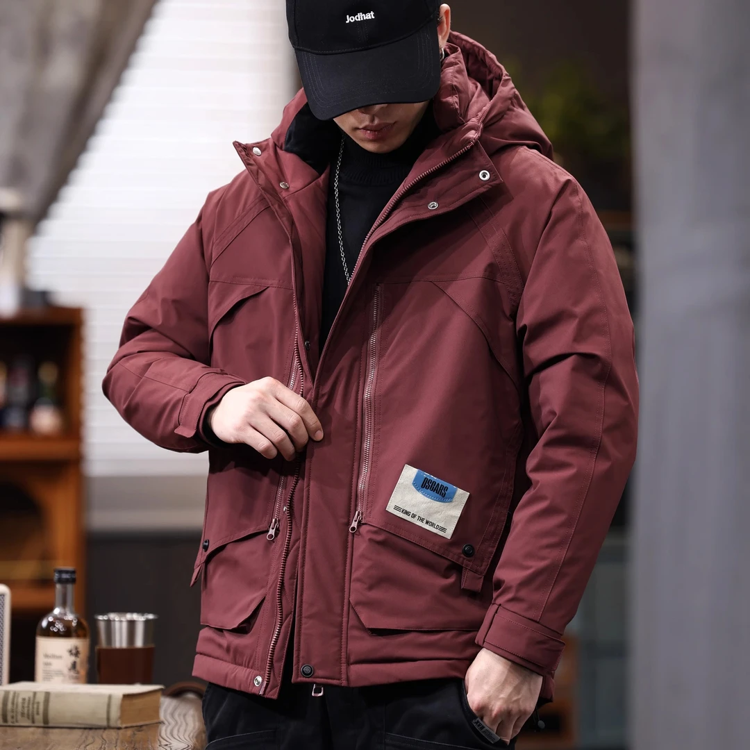 美式高品质连帽羽绒服男冬季加厚保暖帽衫外套男士工装冲锋外衣潮