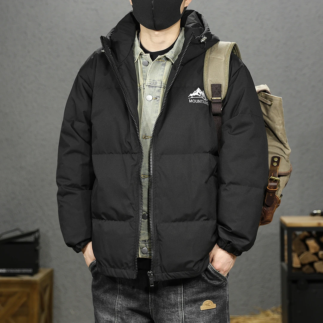 90白鸭绒连帽羽绒服男秋冬季潮牌加厚保暖防寒冲锋外套情侣款上衣