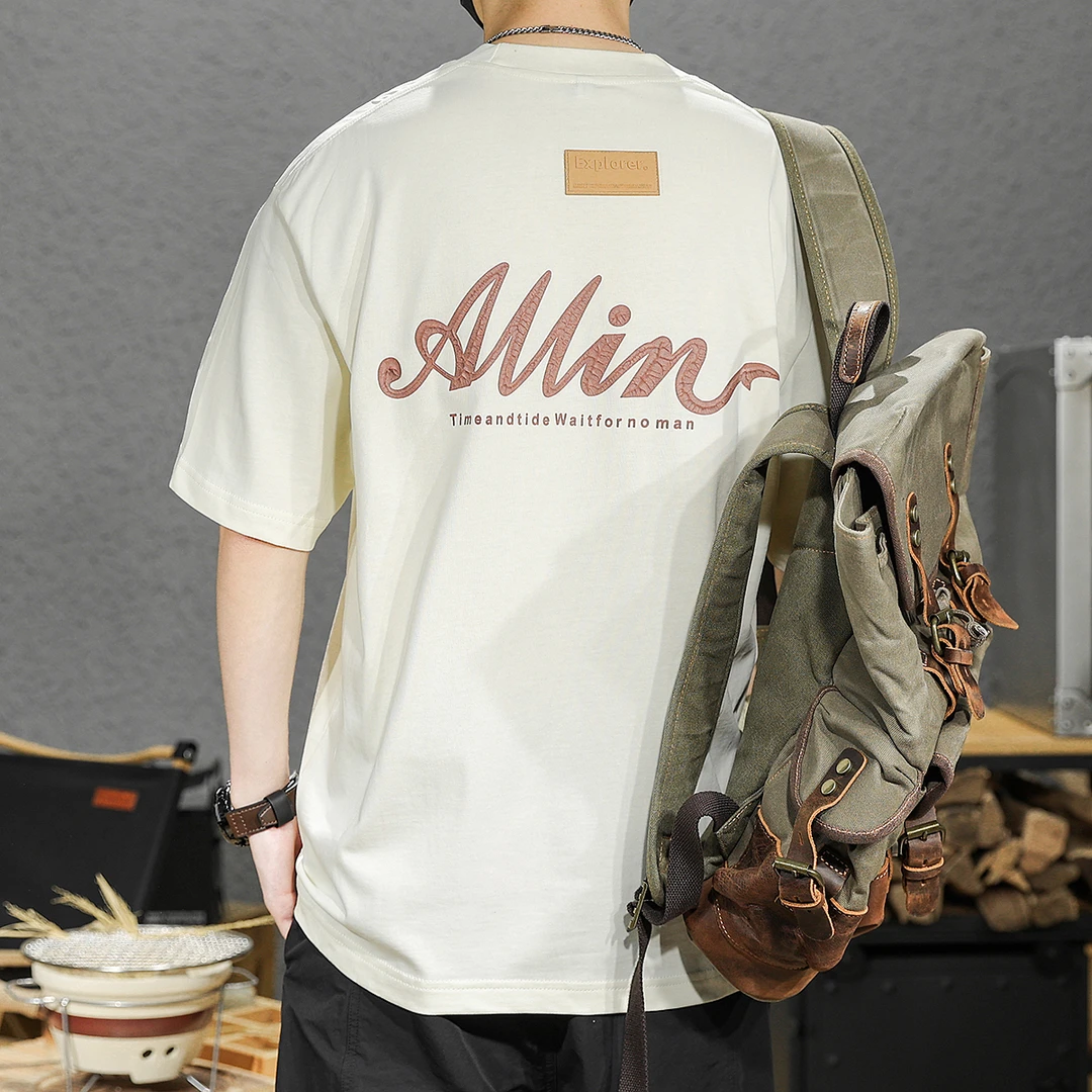 夏季新款重磅纯棉短袖t恤男士圆领潮牌字母立体印花打底衫半袖潮T