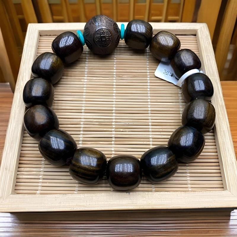 《大辉文玩》A092沉木单圈手串15m