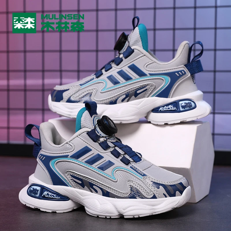 木林森童鞋男童鞋子2024秋冬新款皮面跑步鞋6-12岁男孩儿童运动鞋