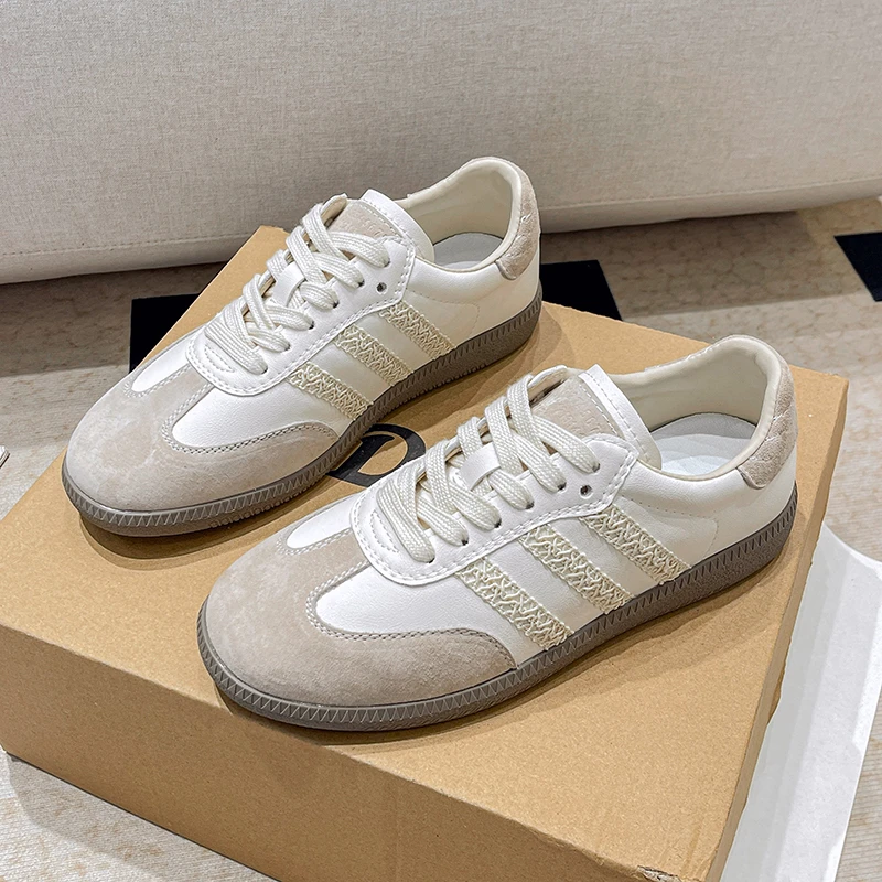 厚底阿廿银色德训鞋女鞋子春秋2024新款夏季复古平底休闲小白鞋女