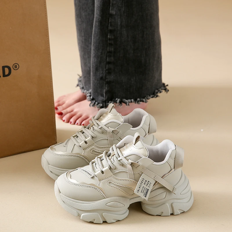 8031-厚底6CM显脚小加绒老爹鞋女2023秋冬新款欧洲站休闲鞋子现货