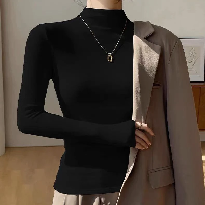 【小立领】长袖打底衫弹力百搭洋气内搭T恤打底上衣
