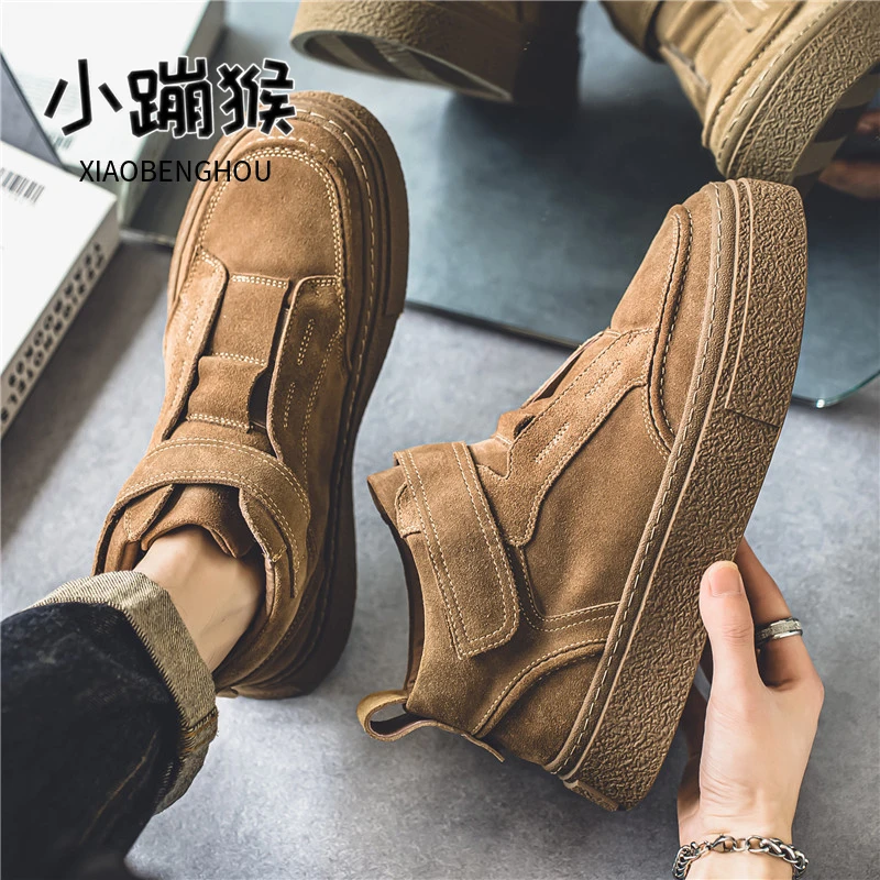 小蹦猴男鞋夏季复古百搭运动板鞋子男款高帮鞋潮流休闲马丁靴FJ66