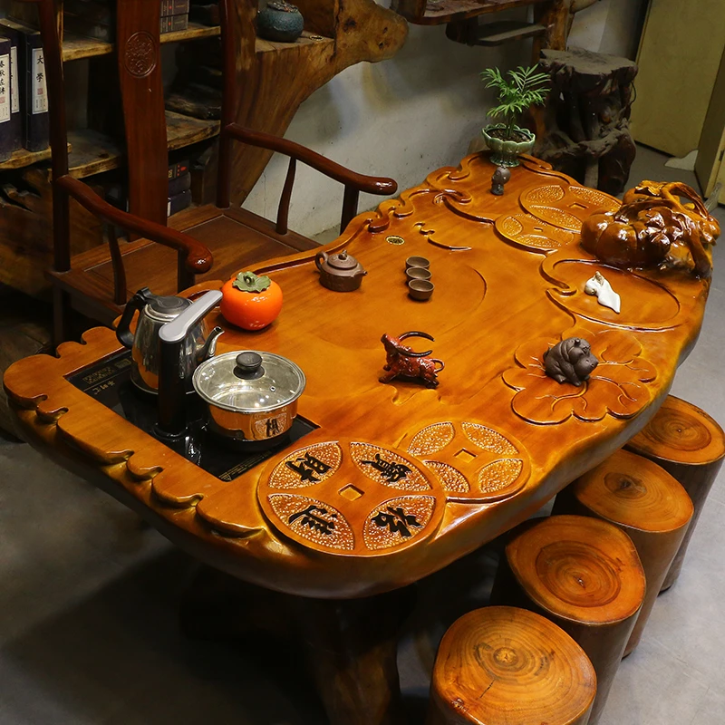根雕茶台整体树根茶桌椅组合茶几家具树头家用HC10255